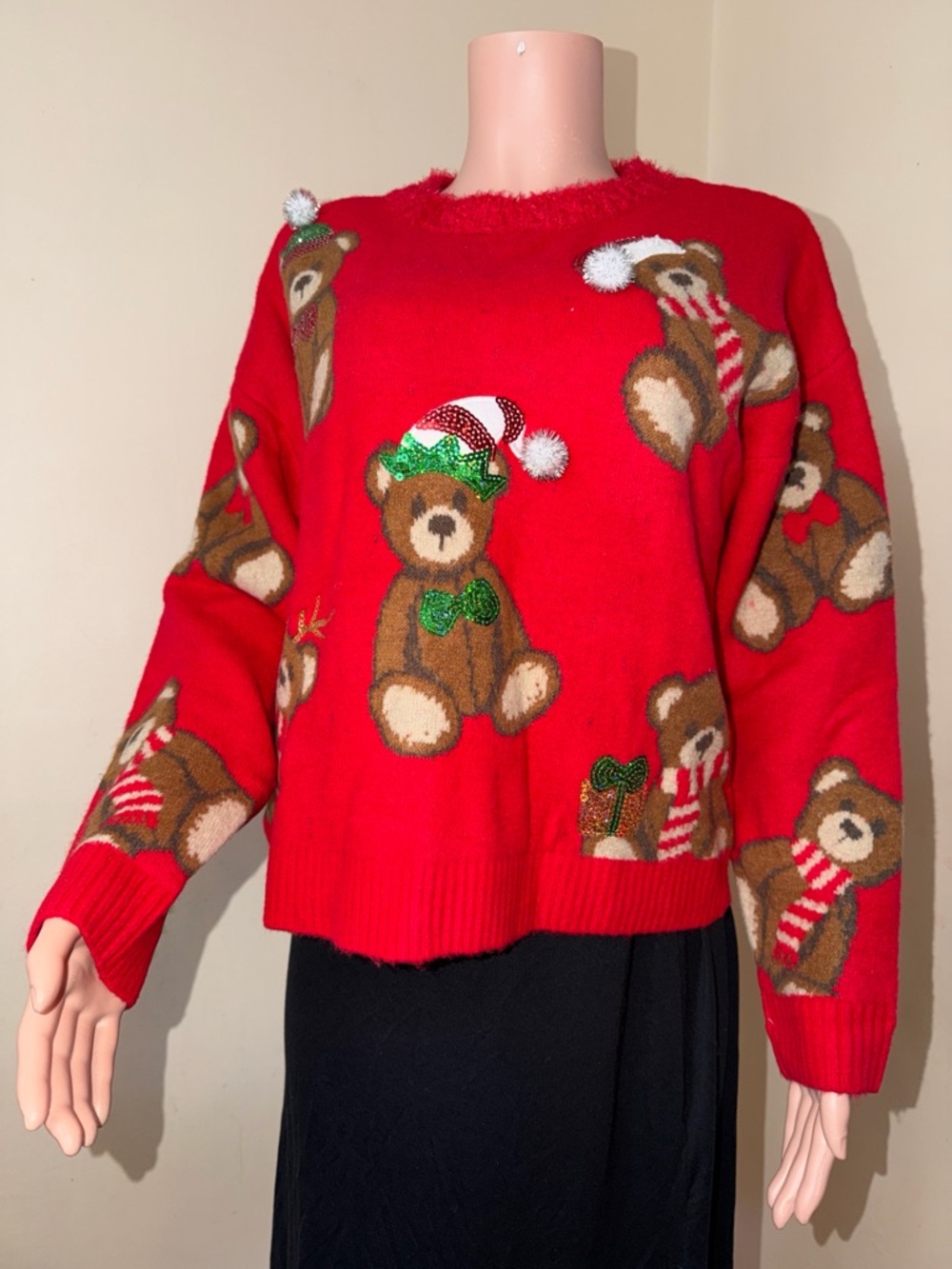 Target Red Teddy Bear Crewneck Holiday Sweater